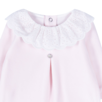 Babypakje velours met grote broderie kraag - Pureté