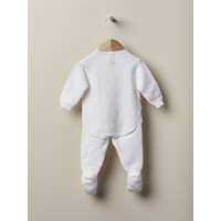 Babypakje fijn gebreid + motief gebreid (offwhite) - Wedoble
