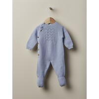Babypakje fijn gebreid + motief gebreid (lichtblauw) - Wedoble