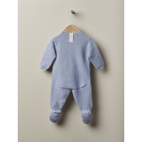 Babypakje fijn gebreid + motief gebreid (lichtblauw) - Wedoble