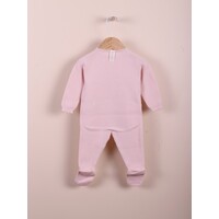 Babypakje fijn gebreid + motief gebreid (roze) - Wedoble