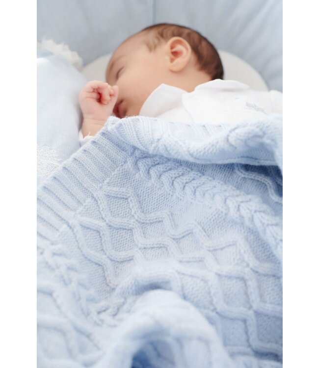 Deken Cashmere gebreid (lichtblauw) - Theophile et Patachou