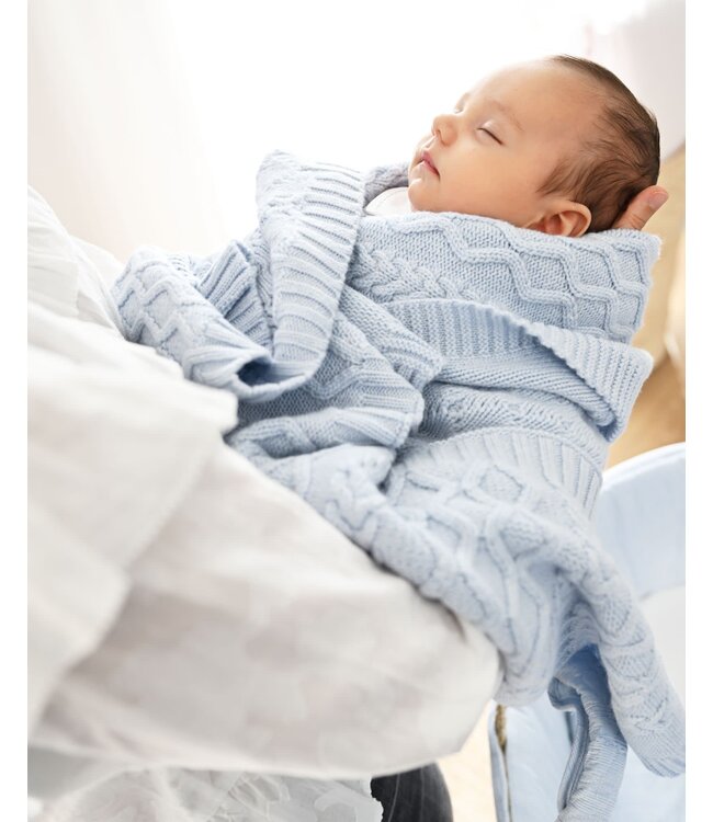 Deken Cashmere gebreid (lichtblauw) - Theophile et Patachou