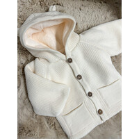 Jasje grof gebreid + faux-fur voering (beige) - Wedoble
