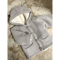 Jasje grof gebreid + faux-fur voering (taupe) - Wedoble