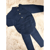 Polo gebreid (donkerblauw) - Wedoble