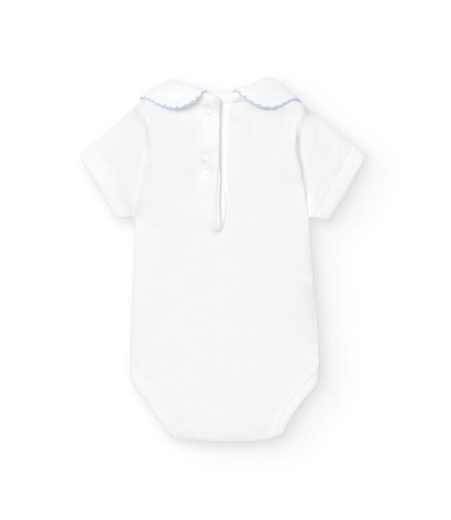 Body/romper pique kraagje korte mouw (lichtblauw) - Babidu