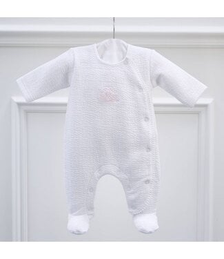 Théophile & Patachou: Exclusieve en tijdloze baby- & kinderproducten Babypakje Cotton White (roze borduur) - Theophile et Patachou