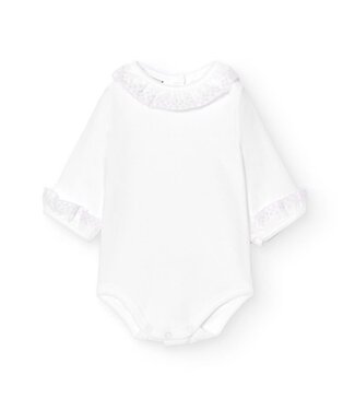 Babidu: Babykleding Body/Romper broderie lange mouw (lichtroze) - Babidu