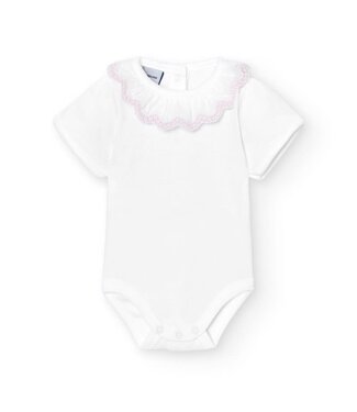 Babidu: Babykleding Body/Romper Broderie volant (roze) - Babidu