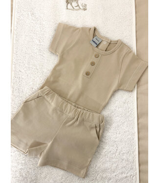 Babidu: Babykleding Body/romper knoopjes (sand) - Babidu