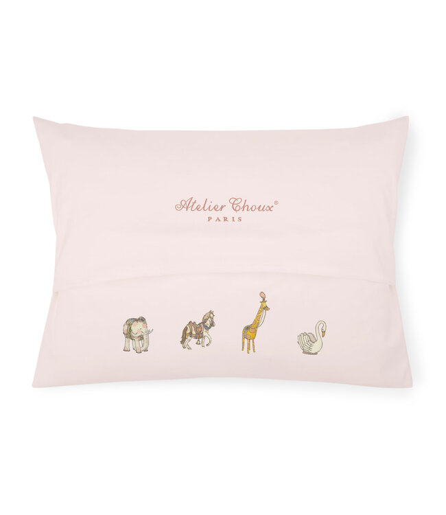 Satin Cushion Cover Carrousel (pink) - Atelier Choux