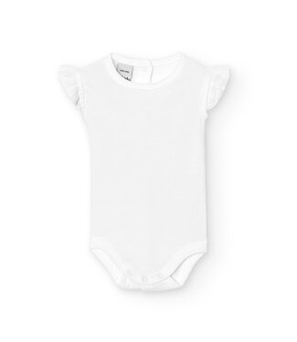 Babidu: Babykleding Body/Romper + broderie ruches  (wit)  - Babidu