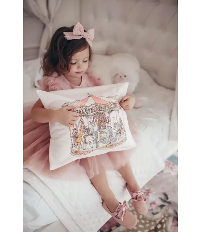 Satin Cushion Cover Carrousel (pink) - Atelier Choux