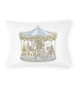 Atelier Choux Paris Satin Cushion Cover Carrousel (blue) - Atelier Choux