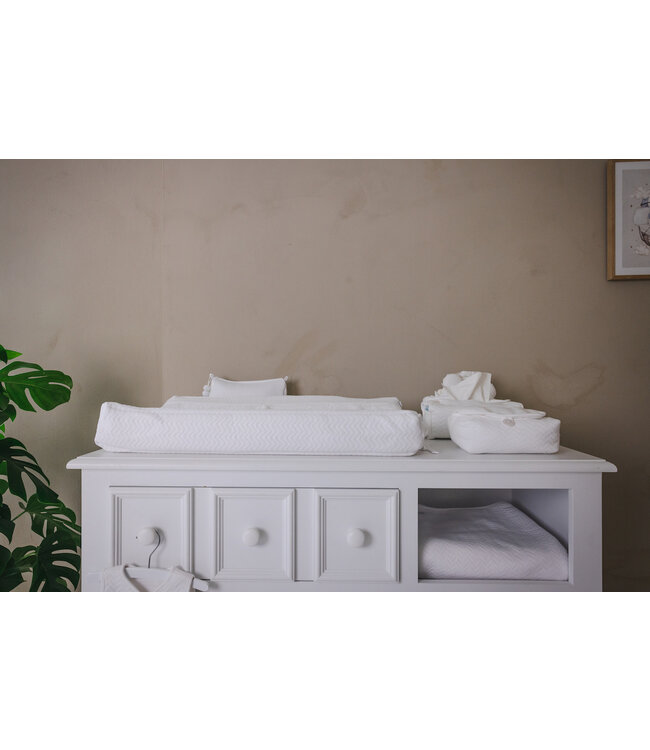 Aankleedkussenhoes Chevron White - Poetree Kids