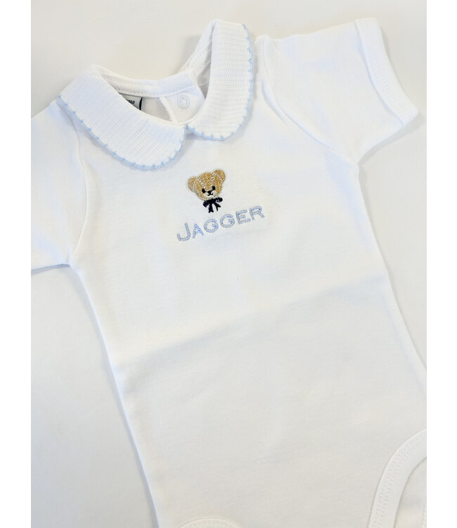 Body/romper pique kraagje korte mouw (lichtblauw) - Babidu