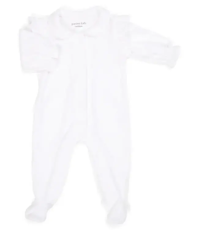 Babypakje velours ruffles (wit) - Poetree Kids