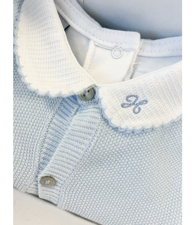 Body/romper pique kraagje korte mouw (lichtblauw) - Babidu