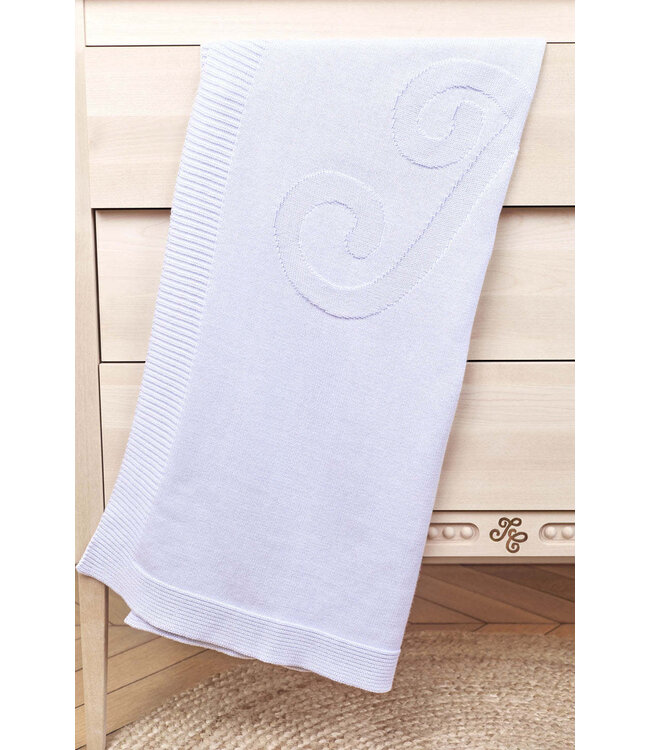 Deken Monogram (lichtblauw) - Tartine et Chocolat