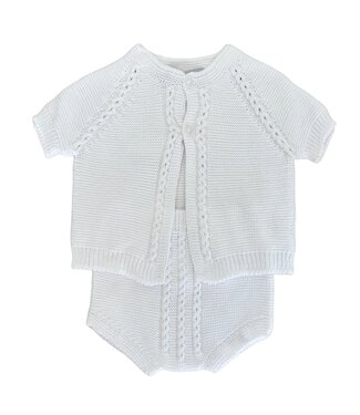 Babidu: Babykleding 2-Delige set unisex gebreid (wit) - Babidu