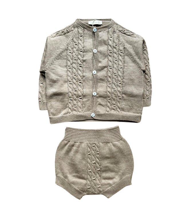 Set: 2-delig gebreid kabel (camel) - Wedoble