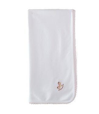 Baby Gi ( Baby & Kinderkleding) Spuugdoek rocking horse met bies  (lichtroze) - Baby Gi