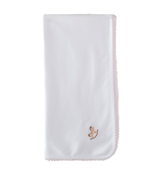 Spuugdoek rocking horse met bies  (lichtroze) - Baby Gi