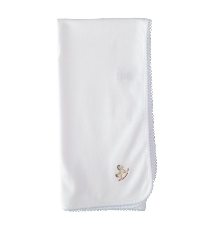 Spuugdoek rocking horse met bies  (lichtblauw) - Baby Gi