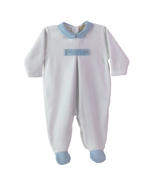 Babypakje ruit velours (lichtblauw) - Baby Gi