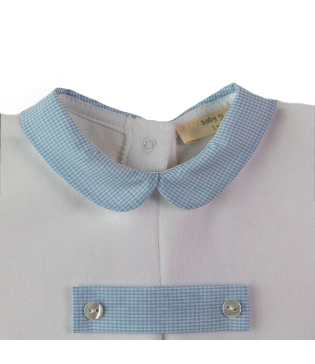 Babypakje ruit velours (lichtblauw) - Baby Gi