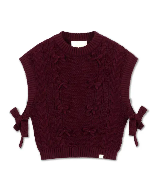 Gilet  Elise bow (burgundy) - LRDM Petits