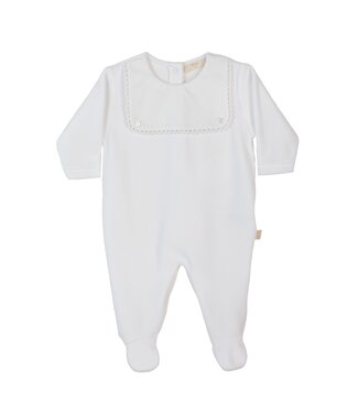Baby Gi ( Baby & Kinderkleding) Babypakje velours met bies (wit) - Baby Gi