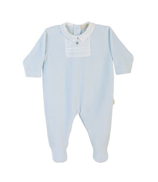 Baby Gi ( Baby & Kinderkleding) Babypakje velours puntkraag wit  (lichtblauw) - Baby Gi