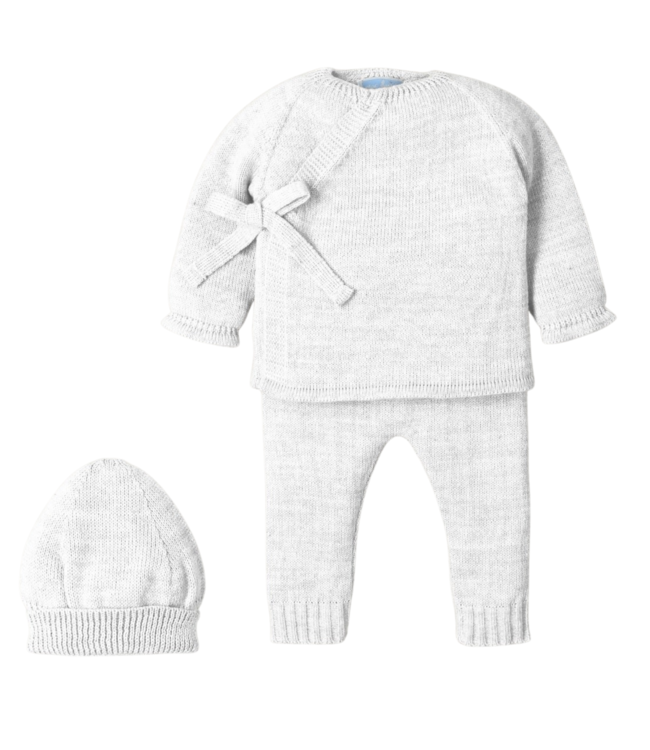 Babypakje 2-delig + mutsje overslag gebreid (wit) - Mac Ilusion
