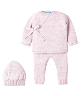 Mac ilusión: Stijlvolle Babykleding Babypakje 2-delig + mutsje overslag gebreid (lichtroze) - Mac Ilusion