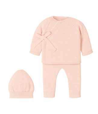 Mac ilusión: Stijlvolle Babykleding Babypakje 2-delig + mutsje overslag gebreid (nude) - Mac Ilusion