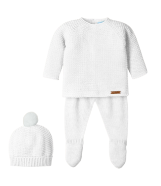 Mac ilusión: Stijlvolle Babykleding Babypakje 2-delig + mutsje  gebreid (wit) - Mac Ilusion