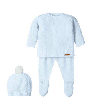 Mac ilusión: Stijlvolle Babykleding Babypakje 2-delig + mutsje  gebreid (lichtblauw) - Mac Ilusion