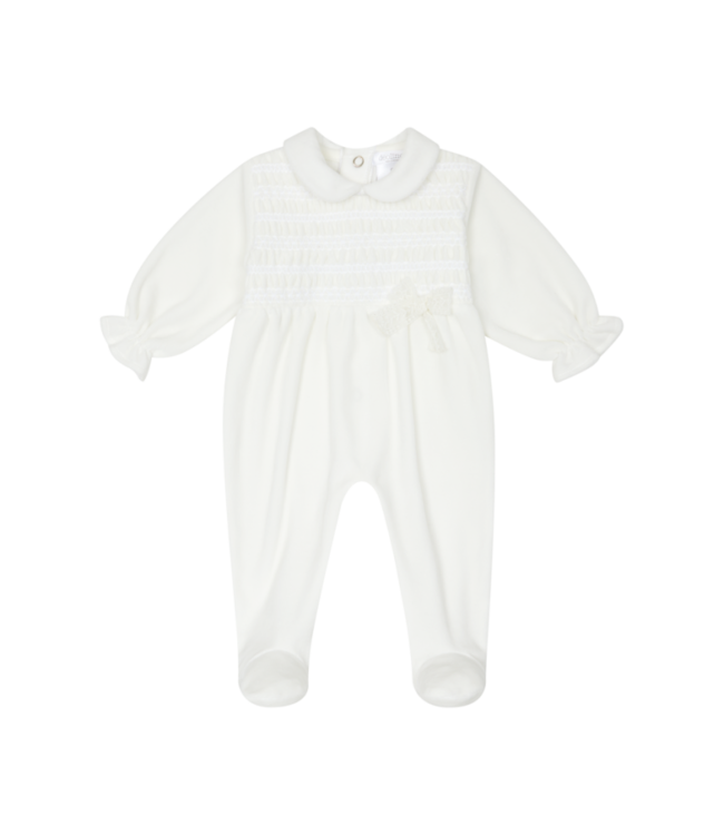Babypakje velours kanten strik (Off white) - Deolinda