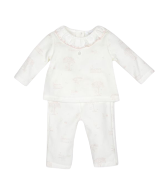 Patachou: Babykleding & Kinderkleding Babypakje 2-delig velours Toile de jouy (Lichtroze) - Patachou