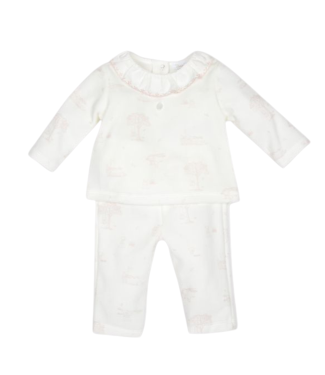 Babypakje 2-delig velours Toile de jouy (Lichtroze) - Patachou