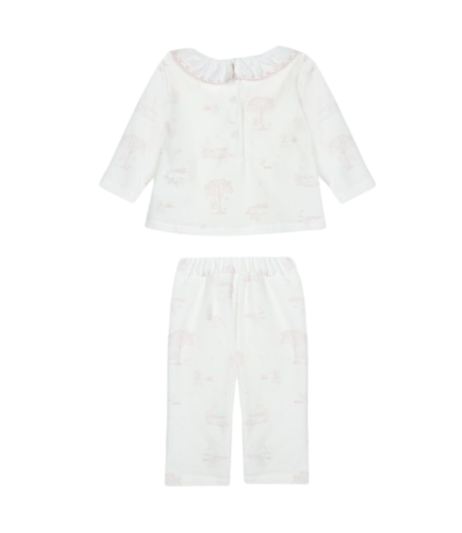 Babypakje 2-delig velours Toile de jouy (Lichtroze) - Patachou