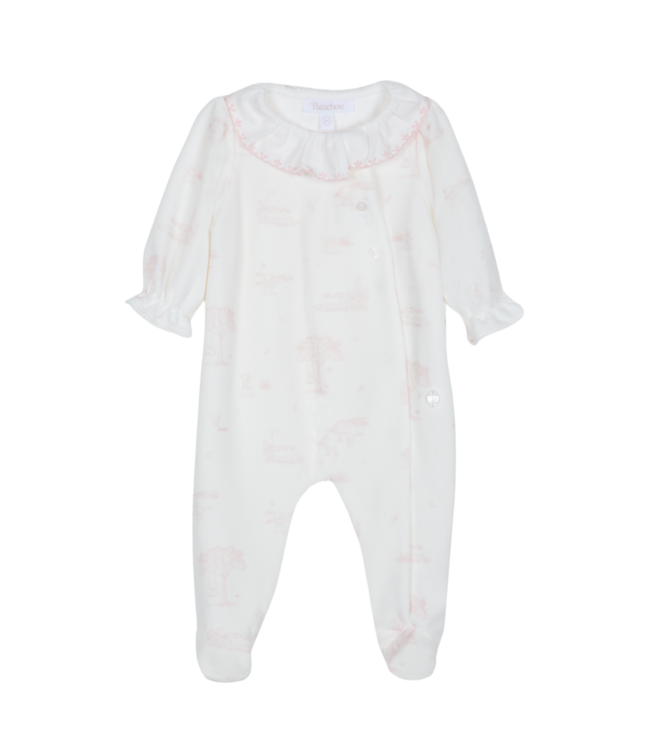Babypakje velours Toile de jouy (Lichtroze) - Patachou