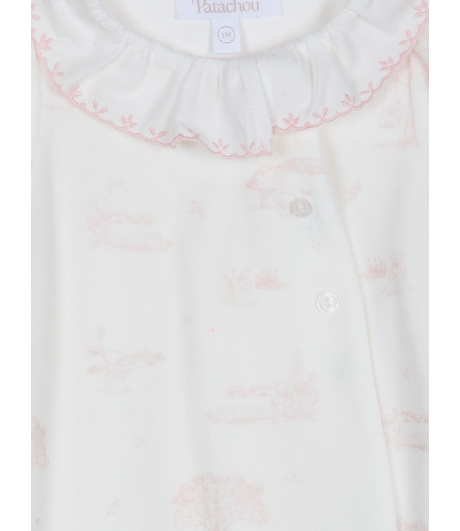 Babypakje velours Toile de jouy (Lichtroze) - Patachou