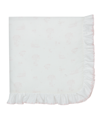 Patachou: Babykleding & Kinderkleding Deken velours Toile de jouy (Lichtroze) - Patachou