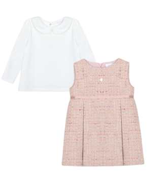 Patachou: Babykleding & Kinderkleding Set : 2- Delig tweed jurk + top (Pale Pink) - Patachou
