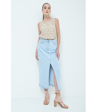 KIKISIX Denim midi rok met split