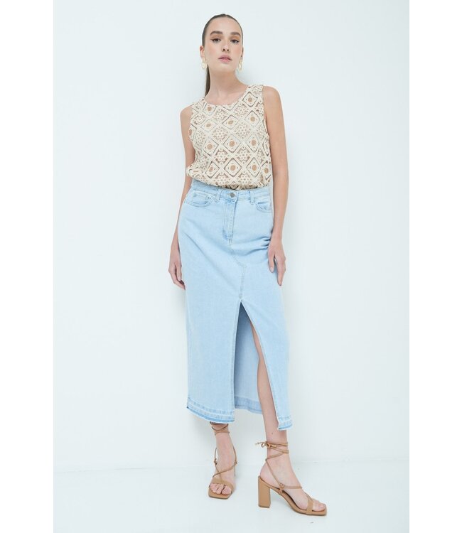 KIKISIX Denim midirok met split