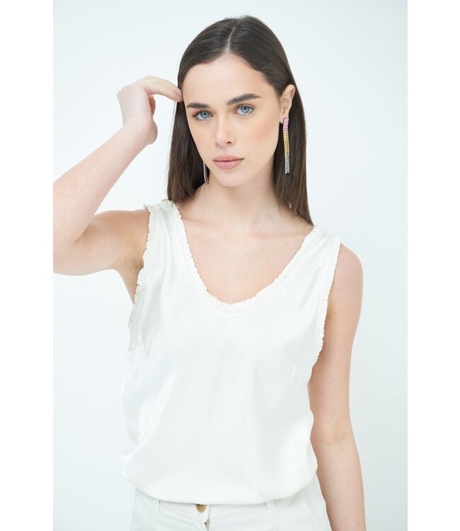 KIKISIX Hemdje van Viscose - gebroken wit